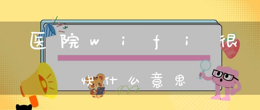 医院wifi很快什么意思