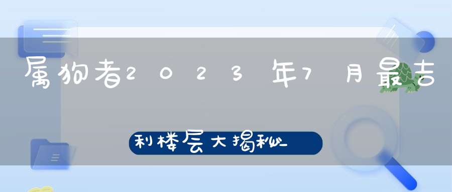 属狗者2023年7月最吉利楼层大揭秘_这些楼层可改运