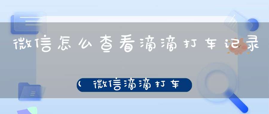 微信怎么查看滴滴打车记录(微信滴滴打车怎么查看消费记录)