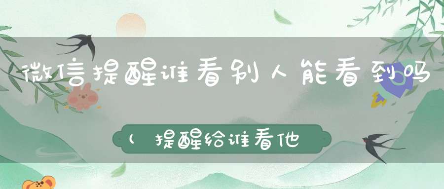 微信提醒谁看别人能看到吗(提醒给谁看他会知道吗)